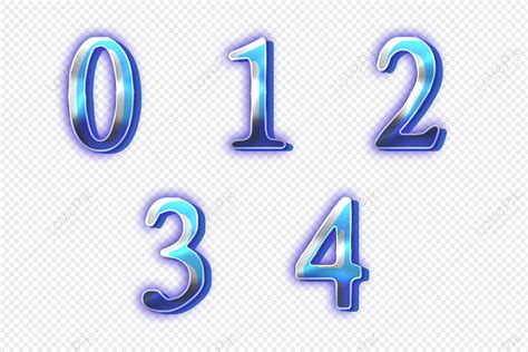 Glass Neon Arabic Numerals Neon Numbers Blue Neon Neon Number PNG