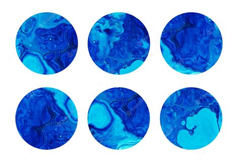 Premium Photo Deep Blue Fluid Acrylic Circles Set Dark Cerulean And