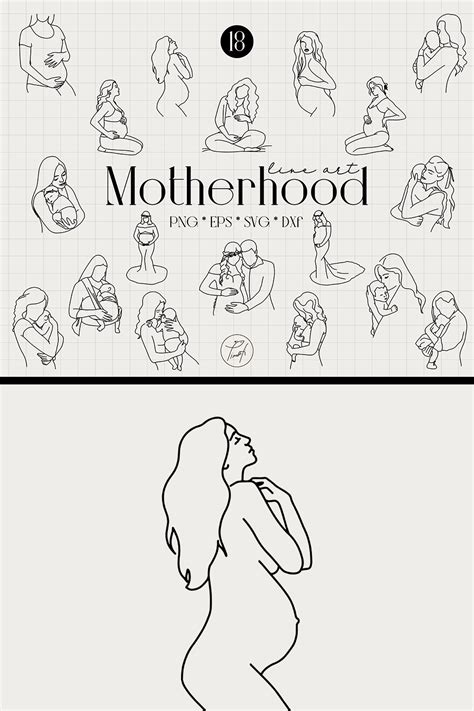 Mother And Baby Svg Pregnancy Svg Line Art Nude Set Pregnant Etsy