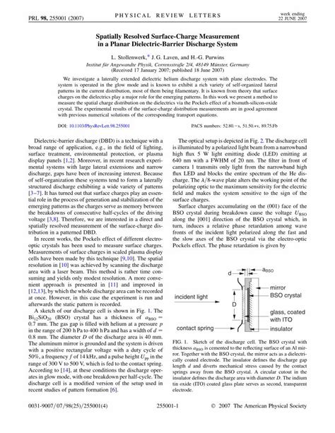 Pdf Spatially Resolved Surface Charge Measurement In A Planar