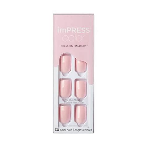 Kiss Impress No Glue Mani Press On Nails Color Pick Me Pink Pink Short Size Squoval Shape