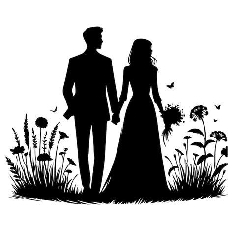 Premium Vector Couple Standing Silhouettes Of Man And A Woman Vector Illustration