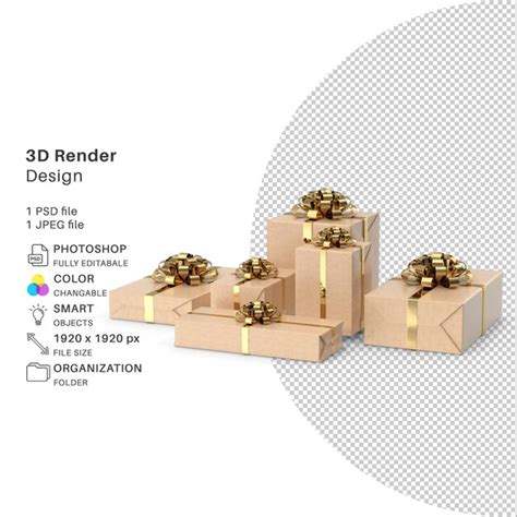 Premium PSD Festive Gift Boxes 3d Modeling Psd File Realistic Festive