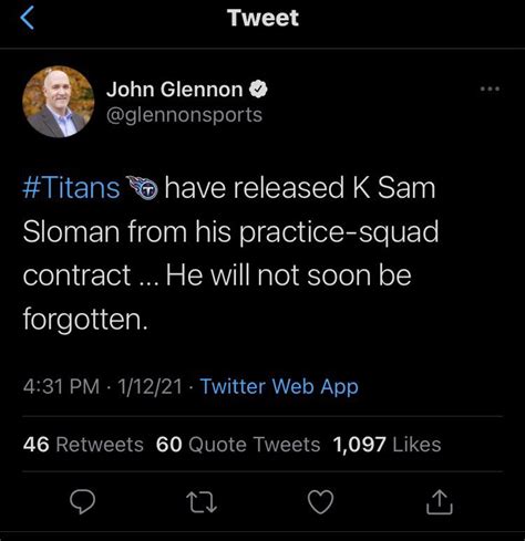 News Titans Have Released Sam Sloman R Tennesseetitans