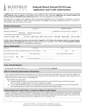 Fillable Online Bluefield Direct Plus Loan Request Form For Bluefield