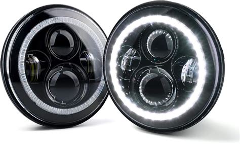 Xprite 7 LED Headlights W Hi Lo Beam And Turn Signal Light DRL Halo