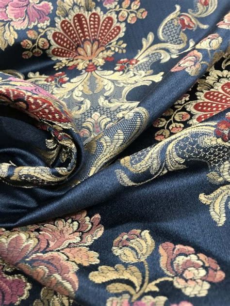 Tissu Jacquard Empire Baroque Bleu Papin Tissus