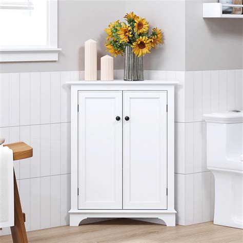 Spirich Floor Corner Cabinet With Doors And Shelves Freestanding Bathroom Corner