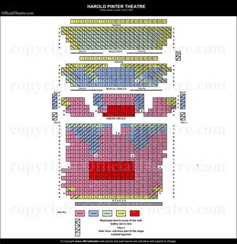 Harold Pinter Theatre London seat map and prices for The Years