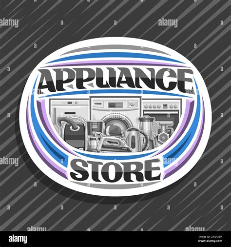 Vector Logo For Appliance Store White Sign Board With Illustration Of