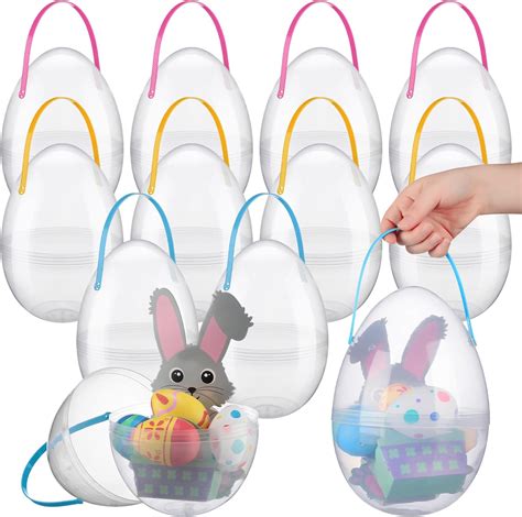 Suzile Pcs Easter Giant Fillable Eggs Jumbo Size Eggs Basket Inch