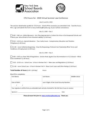 Fillable Online 2020 Virtual Summer Law CTLE Form Doc Fax Email Print