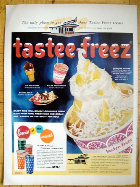 1956 Tastee Freez Ice Cream Sundae Cones Shakes Original 135 Etsy