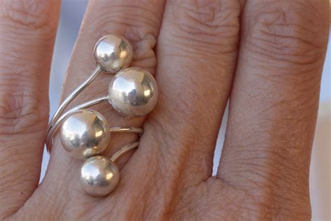 Balls Ring Silver Ball Ring Everyday Ring Sterling Silver Etsy