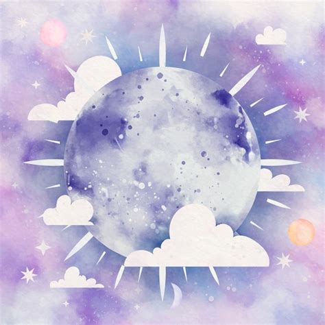 Premium Vector Watercolor Full Moon Illustration