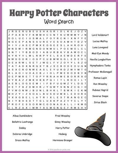 Free Printable Harry Potter Word Search Harry Potter Words Harry Potter Word Search Harry