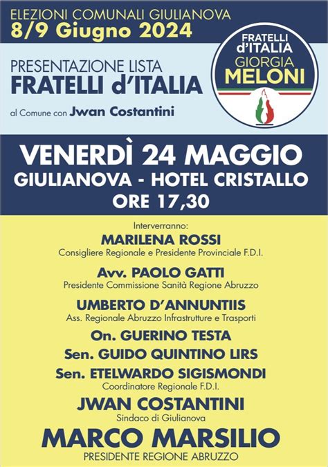 Presentazione Lista Candidati Fratelli Ditalia Giulianova Teramonews