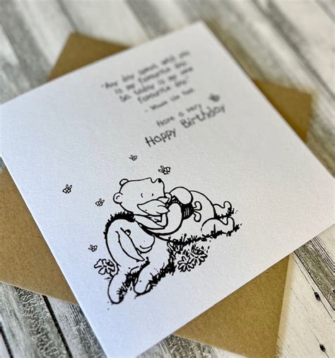 Happy Birthday Winnie The Pooh Card Quote Birthday Birthday Etsy