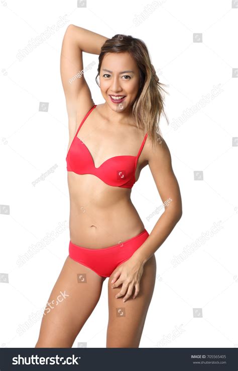 Portrait Beautiful Asian Woman Red Bikini Stock Photo 705565405 Shutterstock