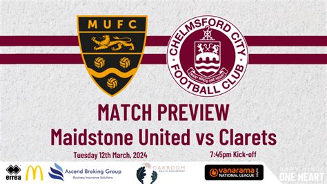 Maidstone United A Match Preview Chelmsford City FC