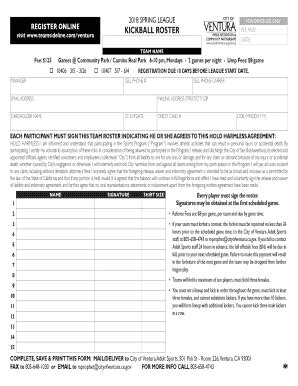 Fillable Online Kickball Roster Fax Email Print Pdffiller