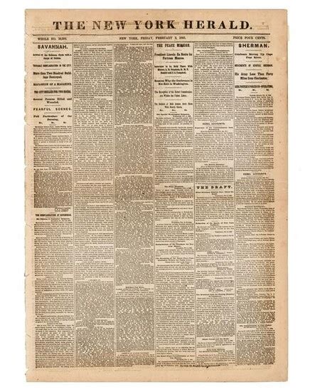 New York Herald Reports on Lincoln's Abolition of Slavery & 13th...