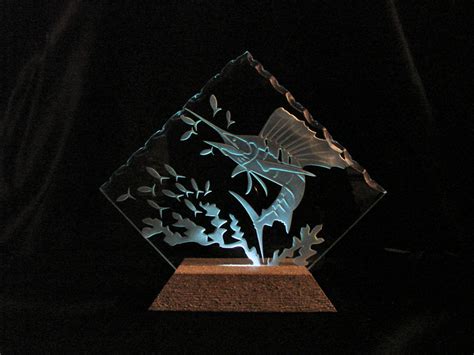 Nautical Carved Illuminated Sculptures Carved Glass Designs