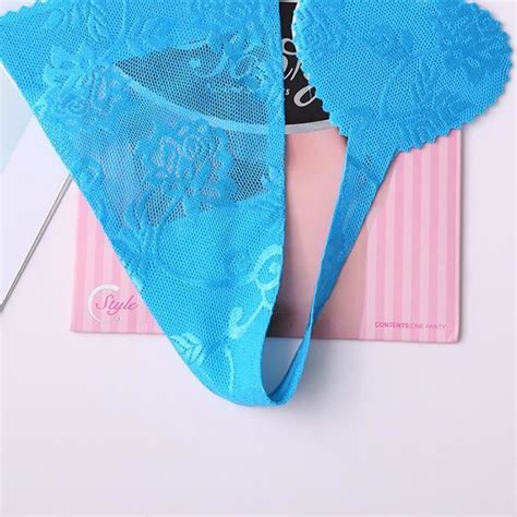 String Tanga Femme Lingerie Sexy En Dentelle Culottes Sous Ouvrir Crotch Thongs Panties Bleu