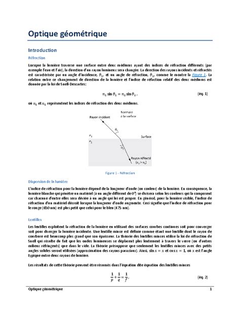 Optique géométrique manuel Optique géométrique Introduction
