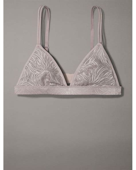 Calvin Klein Sheer Marquisette Lace Unlined Triangle Bralette In Brown