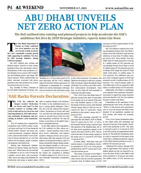 Abu Dhabi Unveils Net Zero Action Plan Asian News From Uk