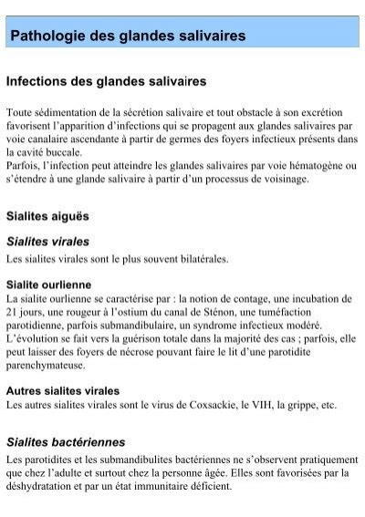 Chapitre 8 Item 270 Pathologie Des Glandes Salivaires