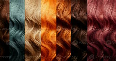 Color spectrum Assortment showcases different hair dyeing shades ...