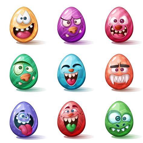 Happy Easter Cartoon Set Egg Icon 485171 Vector Art At Vecteezy