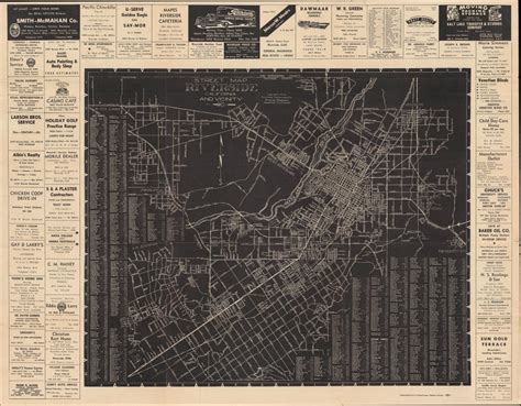 Street Map Of Riverside California And Vicinity 1953 Map Of Riverside And Surrounding Areas