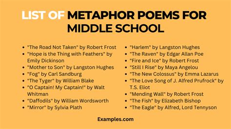 Metaphor Poems For Middle School Examples