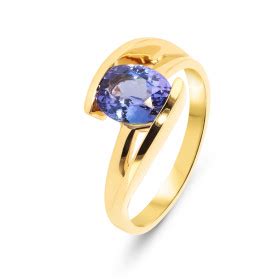 Bague Or Jaune Tanzanite Ovale 7x5mm Ref 31909