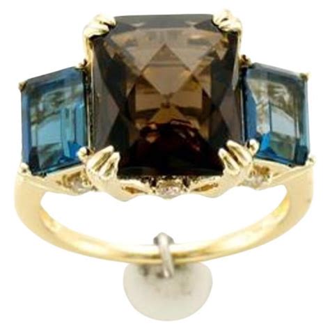 Le Vian Ring Featuring Deep Sea Blue Topaz Chocolate Quartz Nude