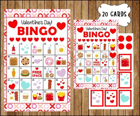 20 Valentines Bingo Cards Printable Valentine Bingo Cards Etsy