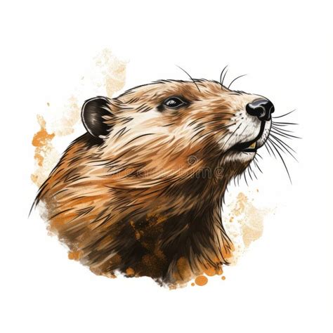 Realistic Watercolor Beaver Drawing - Hyper-detailed Hand Drawn ...