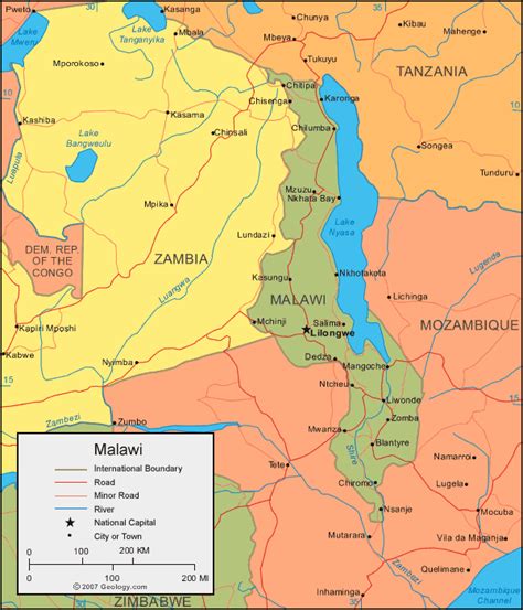 Malawi Map - ToursMaps.com