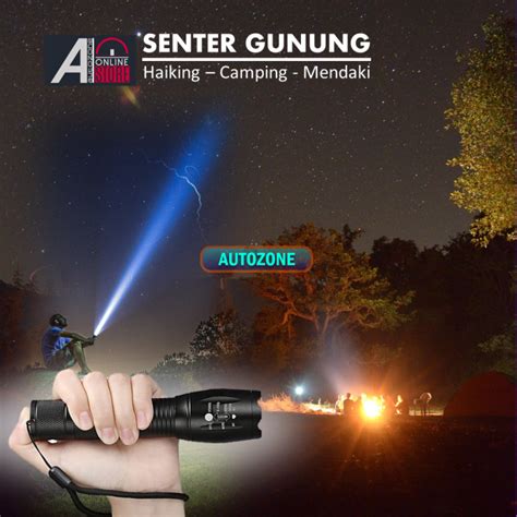 Senter Super Terang E S Led Cree Xm L Lumens Meter Jarak