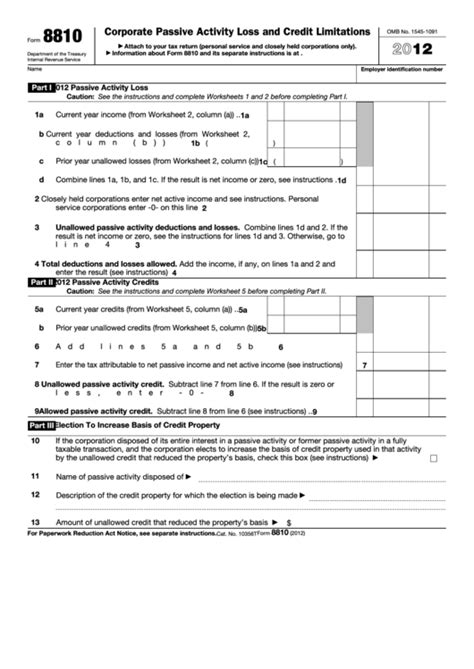 Fillable Form Corporate Passive Activity Loss And Credit