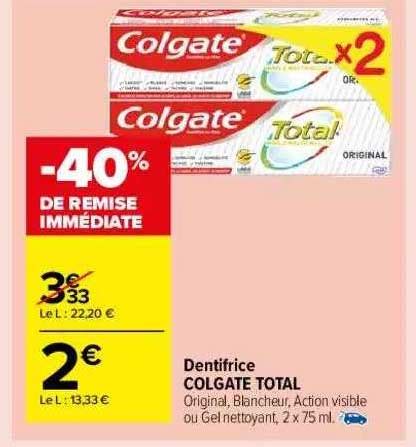 Promo Dentifrice Colgate Total Chez Carrefour Market Icatalogue Fr