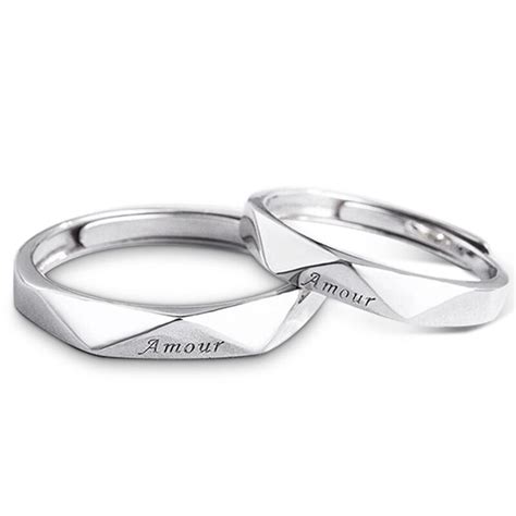 Jeulia Engraved Sterling Silver Couple Rings - Jeulia Jewelry