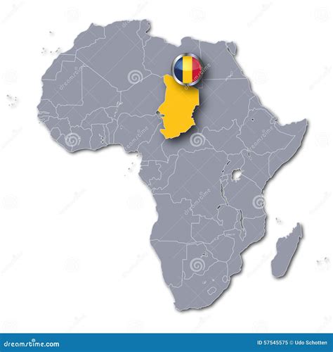 Africa map with Chad stock illustration. Illustration of flag - 57545575