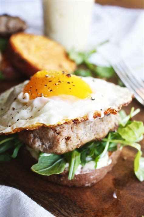 Fried Egg Turkey Burgers With Sweet Potato Buns”