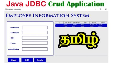 Java Jdbc Crud Application In Tamil Youtube