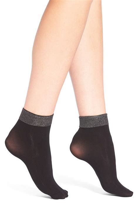 Dkny Metallic Trim Ankle Socks Nordstrom