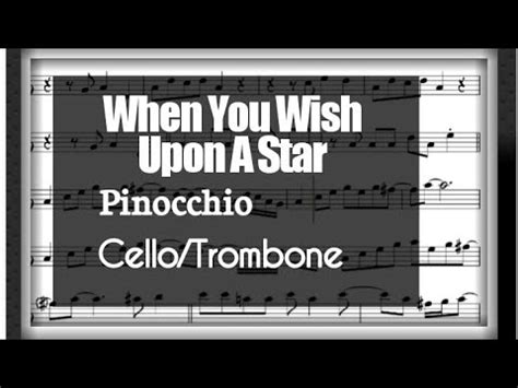 When You Wish Upon A Star Cello Trombone Sheet Music Backing Track Play